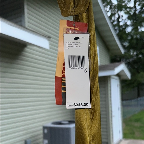 DKNY Donna Karen NY Gold 94% Silk Sheath Midi Dress Short Sleeve Women’s Small - Picture 11 of 16